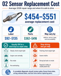 o2 sensor replacement cost infographic